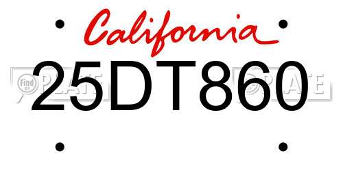 25DT860 California License Plate