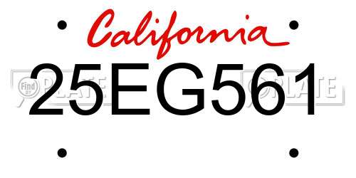 25EG561 California License Plate