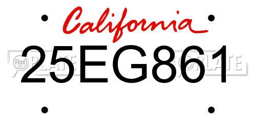 25EG861 California License Plate