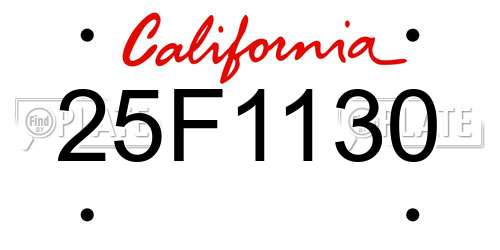 25F1130 California License Plate