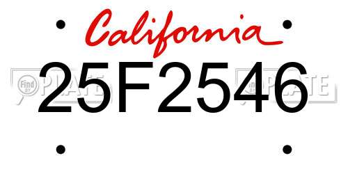 25F2546 California License Plate