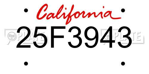25F3943 California License Plate