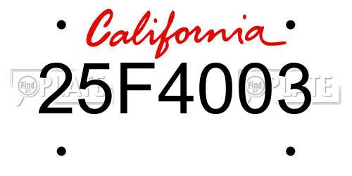 25F4003 California License Plate
