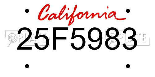 25F5983 California License Plate