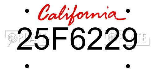 25F6229 California License Plate