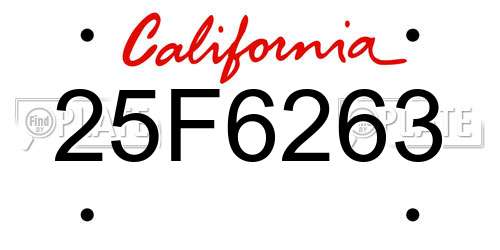 25F6263 California License Plate