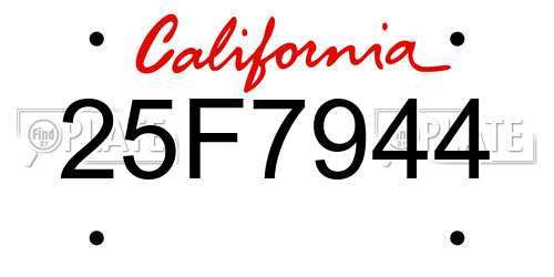 25F7944 California License Plate