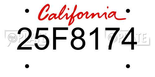 25F8174 California License Plate