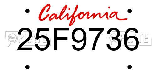 25F9736 California License Plate