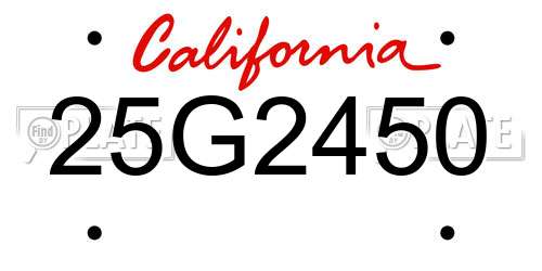 25G2450 California License Plate