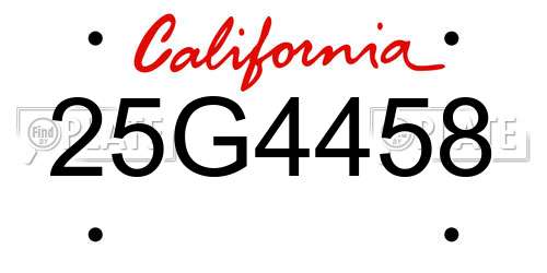 25G4458 California License Plate