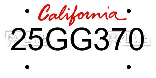 25GG370 California License Plate