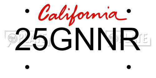 25GNNR California License Plate