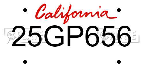 25GP656 California License Plate