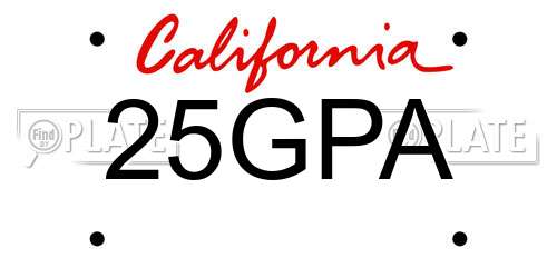 25GPA California License Plate