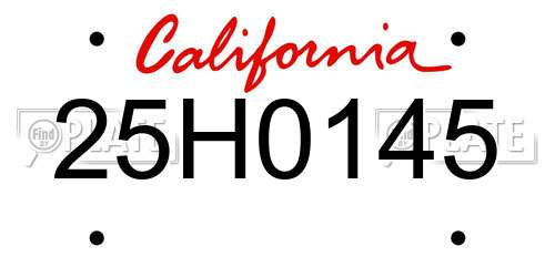 25H0145 California License Plate