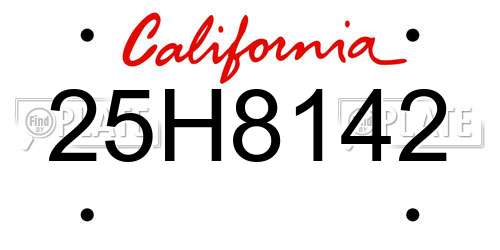 25H8142 California License Plate