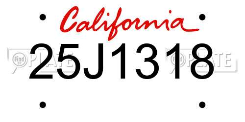 25J1318 California License Plate