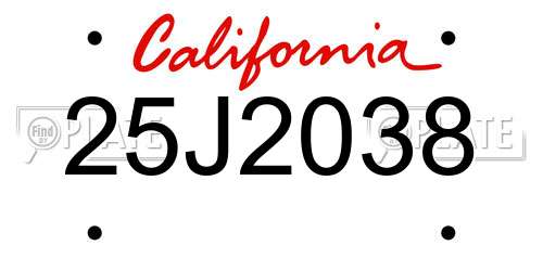 25J2038 California License Plate
