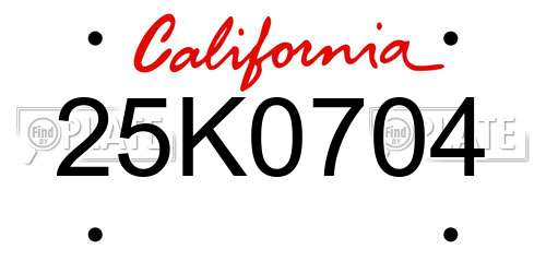 25K0704 California License Plate