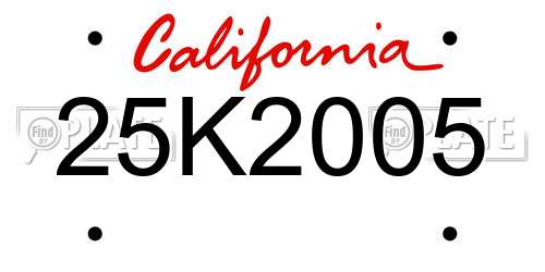 25K2005 California License Plate