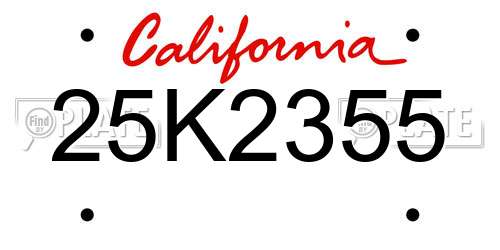 25K2355 California License Plate