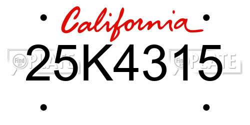 25K4315 California License Plate