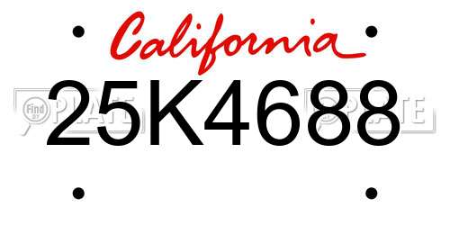 25K4688 California License Plate