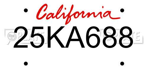25KA688 California License Plate
