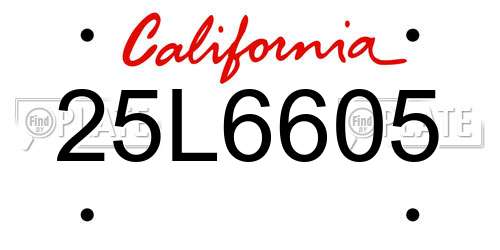 25L6605 California License Plate