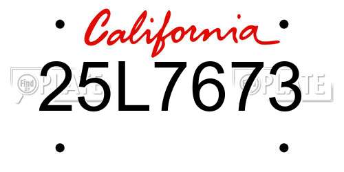 25L7673 California License Plate