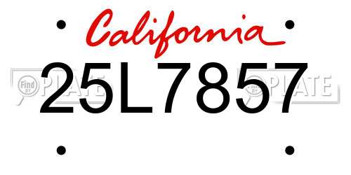 25L7857 California License Plate
