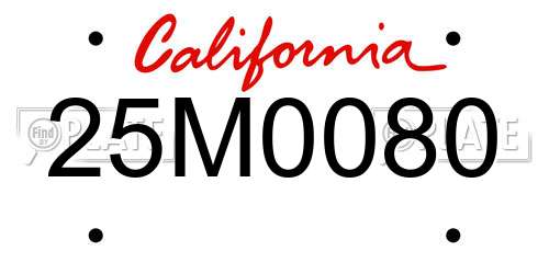 25M0080 California License Plate