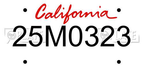 25M0323 California License Plate
