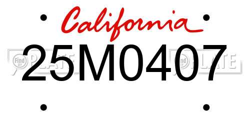25M0407 California License Plate