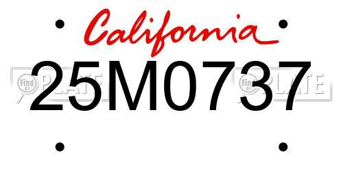 25M0737 California License Plate
