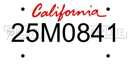 25M0841 California License Plate