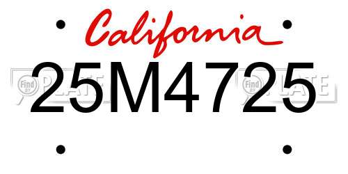 25M4725 California License Plate
