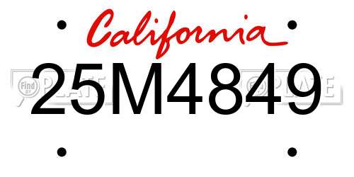 25M4849 California License Plate