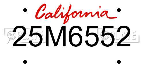 25M6552 California License Plate