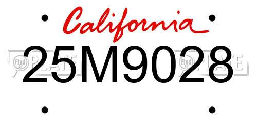 25M9028 California License Plate