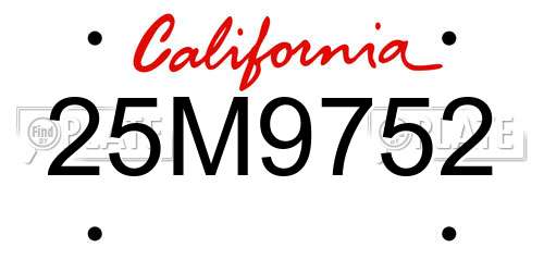 25M9752 California License Plate