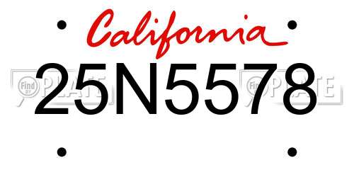 25N5578 California License Plate