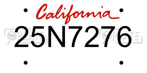 25N7276 California License Plate