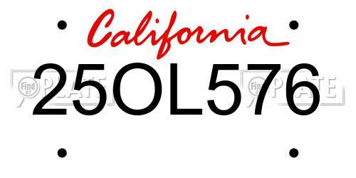 25OL576 California License Plate