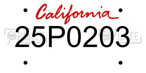 25P0203 California License Plate