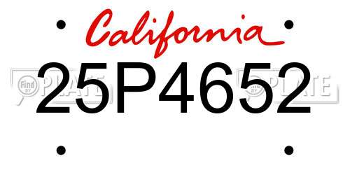 25P4652 California License Plate