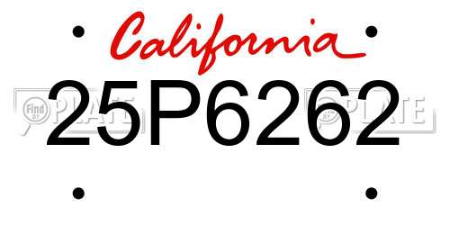 25P6262 California License Plate