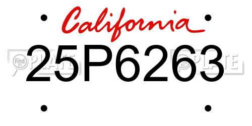 25P6263 California License Plate