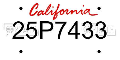25P7433 California License Plate